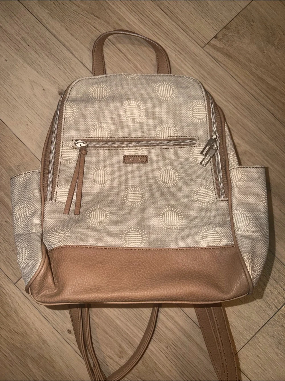Relic Beige & Tan Dot-Pattern Canvas Backpack